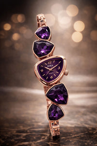 Ladies Big Stone Watch – Elegant Luxury Women Wristwatch (New Arrival, Multi-Color Design)