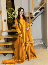 3 Piece Sharara Dress for Women β Long Flare Sharara with Dori Shirt & Organza Dupatta (Elegant Festive Wear)