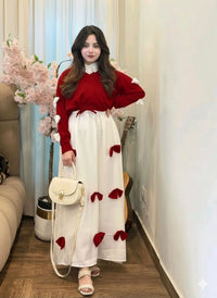 2PC Georgette Maxi Dress Set for Women β V Neck Bow Top with Long Flare Maxi (Elegant Party Wear)