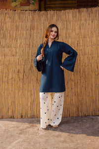 2PC Linen Heart Printed Dress for Women β V Neck Shirt with Flapper (Casual Summer Wear 2026)