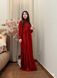 2PC Moonlight Glitter Maxi Dress Set for Women β Drop Shoulder Top with Long Maxi (Party & Festive Wear)
