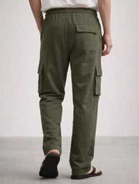 Menβs Cargo Pocket Straight Trousers β Cotton Terry Comfort Fit