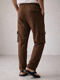 Menβs Cargo Pocket Straight Trousers β Cotton Terry Comfort Fit