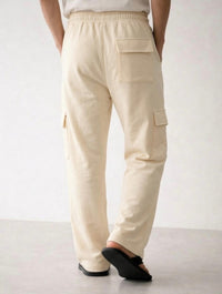 Menβs Cargo Pocket Straight Trousers β Cotton Terry Comfort Fit