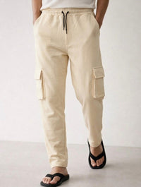 Menβs Cargo Pocket Straight Trousers β Cotton Terry Comfort Fit