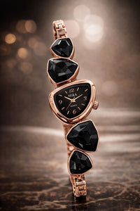 Ladies Big Stone Watch – Elegant Luxury Women Wristwatch (New Arrival, Multi-Color Design)