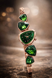 Ladies Big Stone Watch – Elegant Luxury Women Wristwatch (New Arrival, Multi-Color Design)