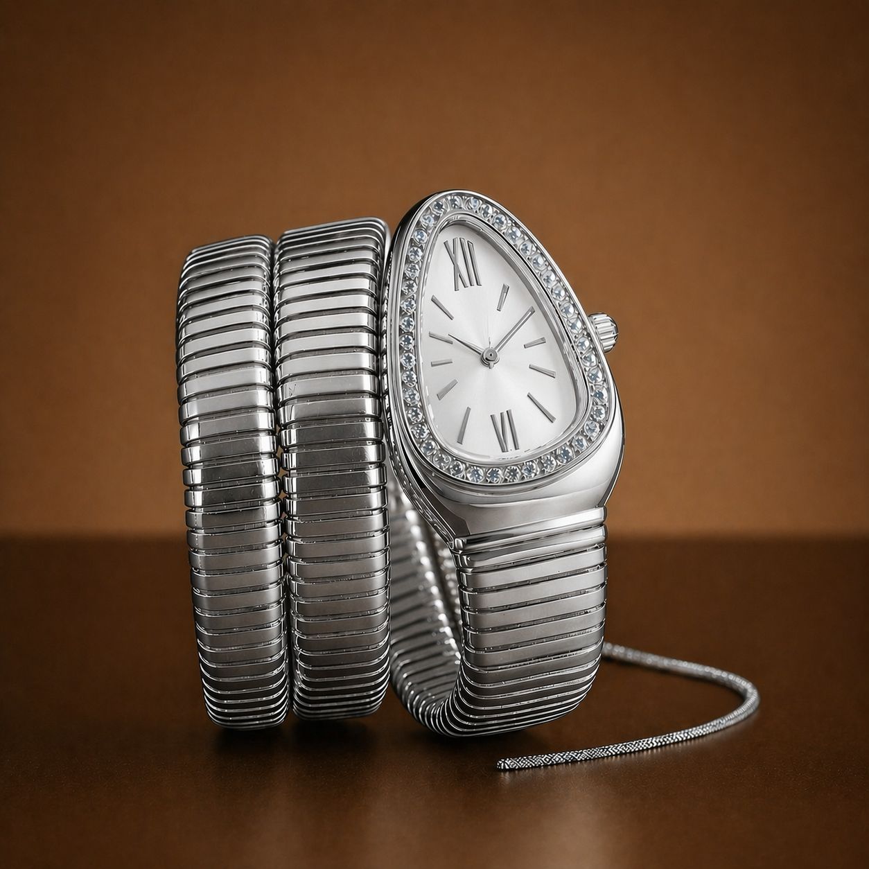 Luxury Snake Bracelet Women Watch – Elegant Stone Case Designer Wristwatch for Girls (Premium Quality, Multi-Color Options)