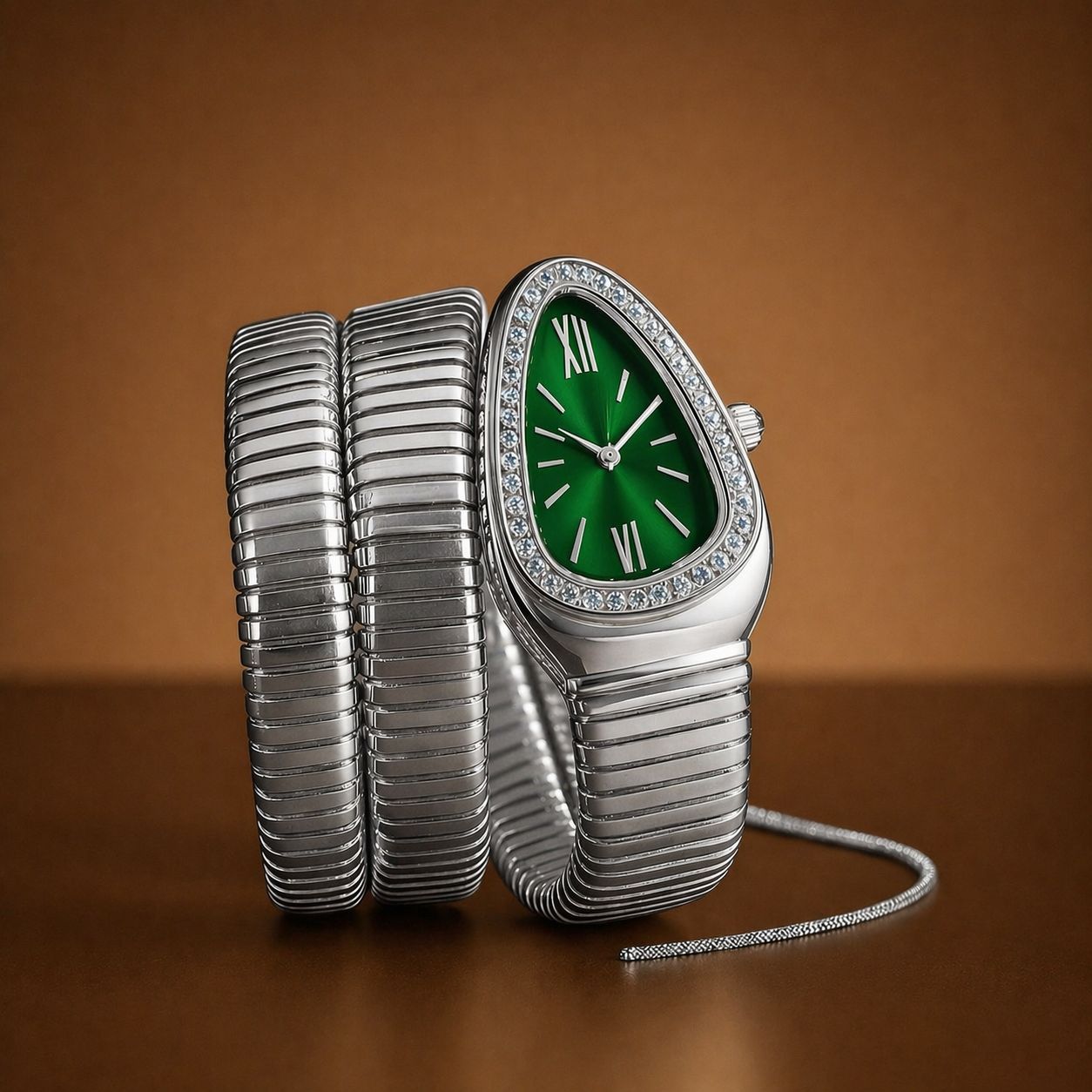 Luxury Snake Bracelet Women Watch – Elegant Stone Case Designer Wristwatch for Girls (Premium Quality, Multi-Color Options)